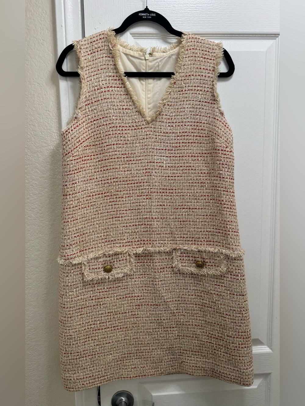 J Crew V Neck Fringe Multi Colored Sheath Dress